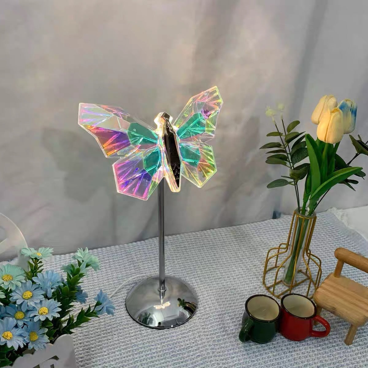 Muliticolor Butterfly LED Night Light - Creative Crystal Design for Ambient Lighting