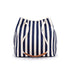 Blue Stripes Canvas Bucket Tote Bag with Leather Handle