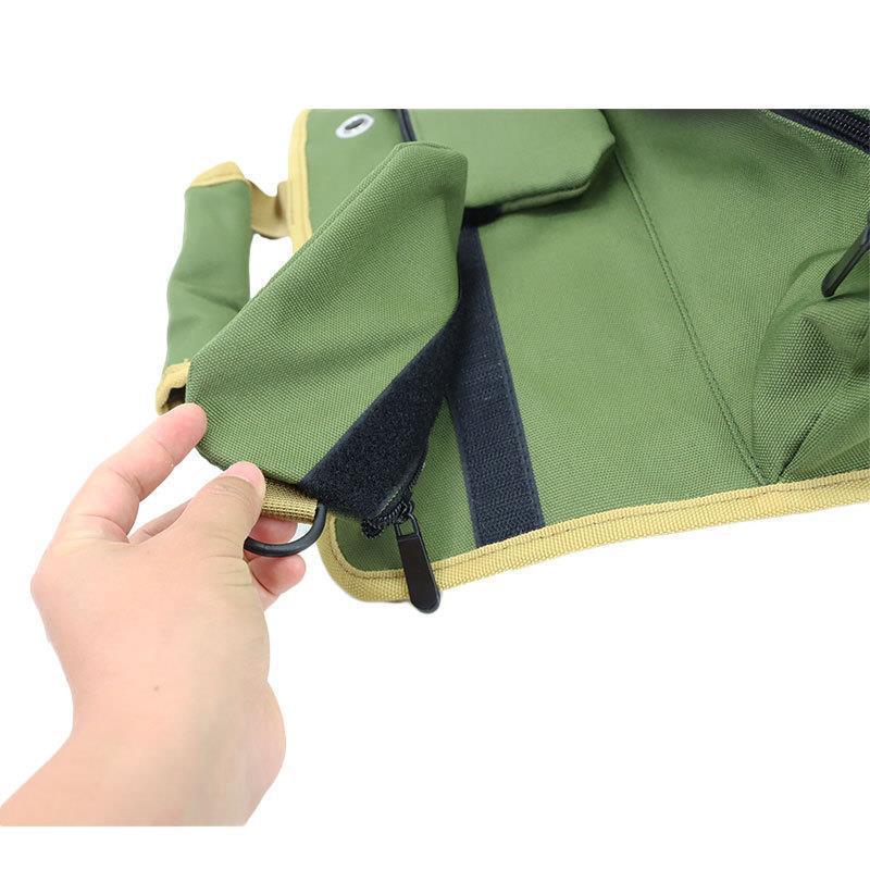 Khaki Portable Roll-Up Tool Organizer with Zippered Pockets