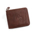 Dark Brown Men's Leather Wallet with Zipper and Horse Embossed Design -  Compact and Stylish