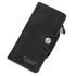 Black Women's Long Zipper Wallet with Button Closure - PU Leather Multi-Compartment Clutch Purse