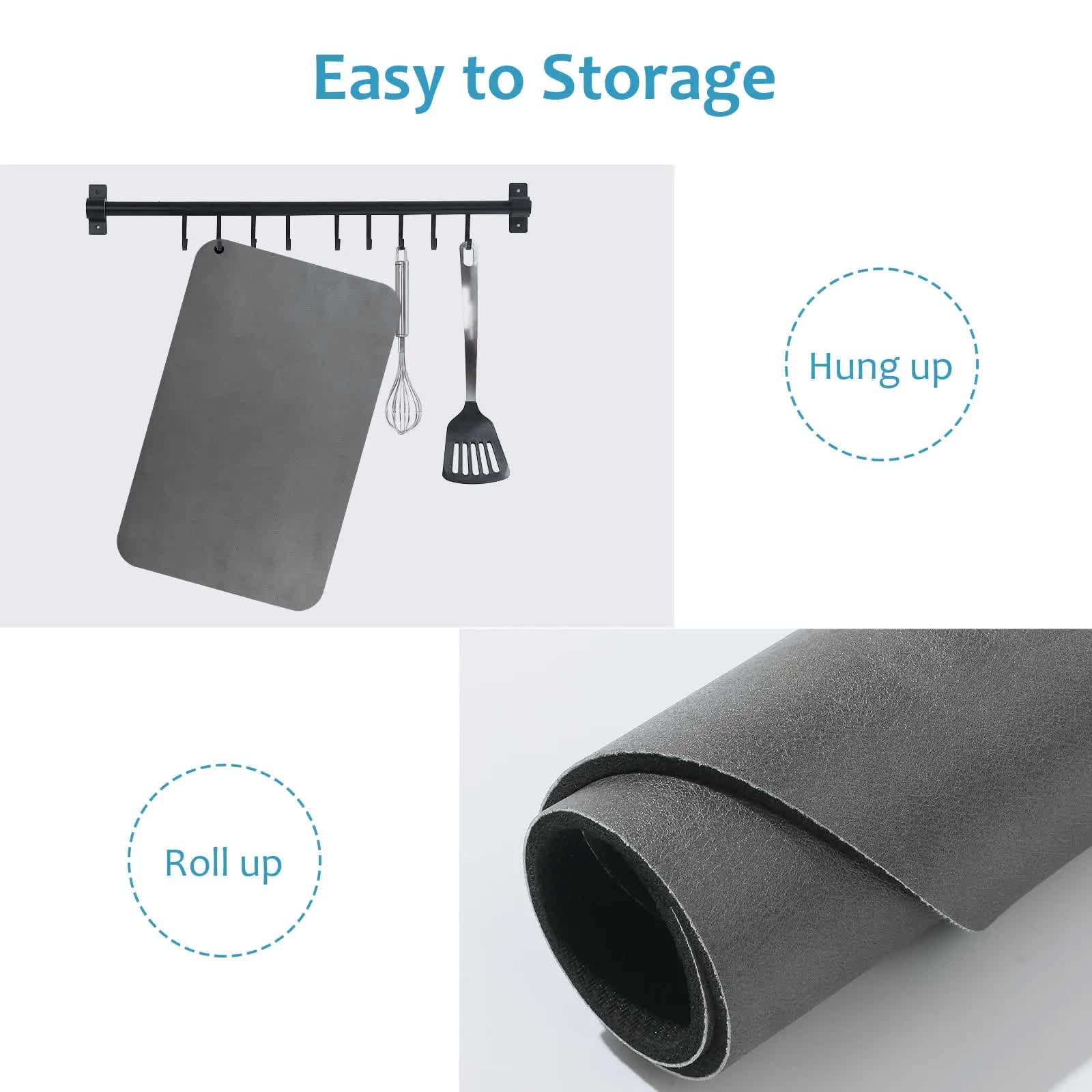 Red Waterproof Quick-Dry Kitchen Mat - Non-Slip Rubber Base, Absorbent Technology Fabric, 4mm Thick