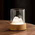 Silver LED Glass Night Light with Mountain Design, USB Rechargeable