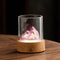 Pink LED Glass Night Light with Mountain Design, USB Rechargeable