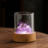 Purple LED Glass Night Light with Mountain Design, USB Rechargeable