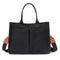 Black Stylish Canvas Briefcase Tote Bag with Large Capacity for Women