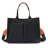 Black Stylish Canvas Briefcase Tote Bag with Large Capacity for Women