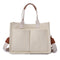 White Stylish Canvas Briefcase Tote Bag with Large Capacity for Women