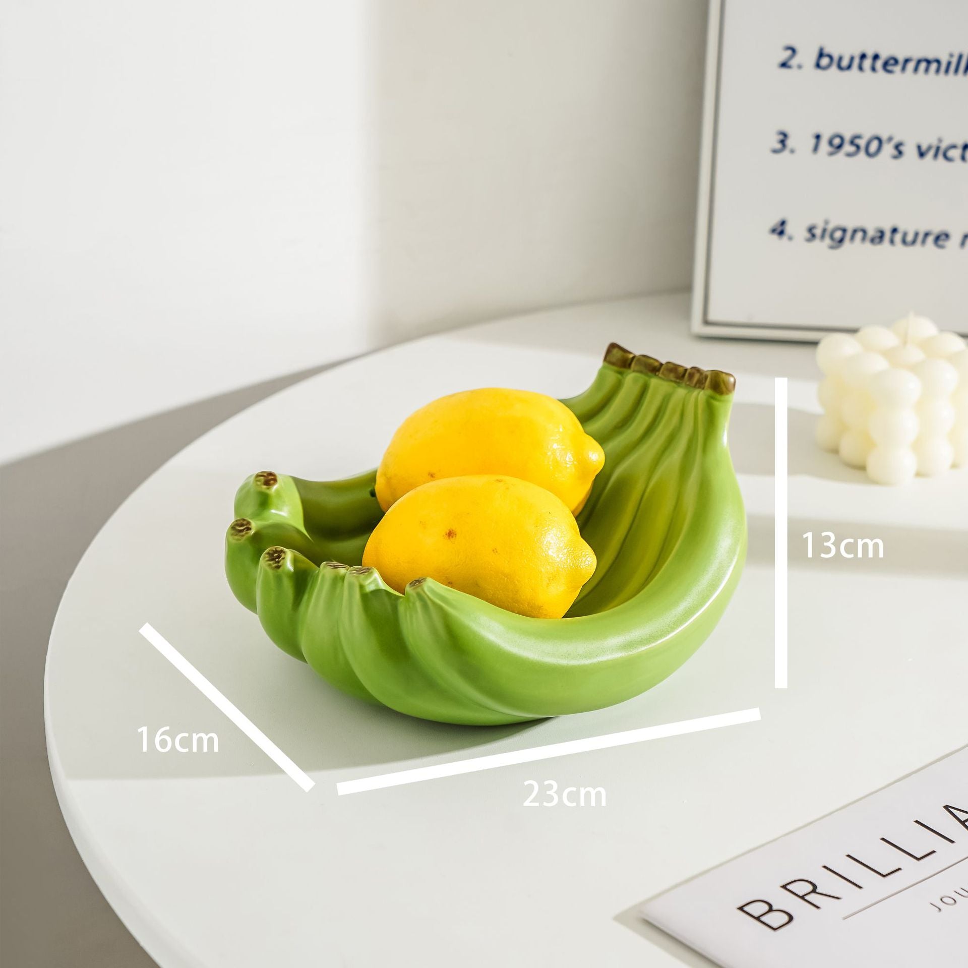 Yellow Ceramic Banana-Shaped Fruit Plate - Decorative and Functional Storage Tray