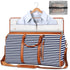 Blue Stripe Convertible Garment Duffel Bag with Leather Accents - Travel Weekender Bag for Suits and Dresses