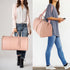 Beige Convertible Garment Duffel Bag with Leather Accents - Travel Weekender Bag for Suits and Dresses