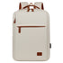 Beige Minimalist USB Charging Laptop Backpack - Elegant and Spacious Travel Bag
