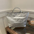 Silver Trendy Waterproof Tote Bag - Lightweight and Durable Carryall