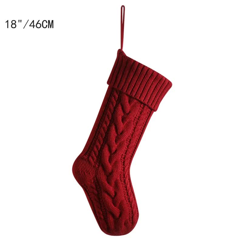 3 PCS Red Knitted Christmas Gift Bag with Decorative Stocking & Color Block Cable Knit - Large Capacity Holiday Gift Bag