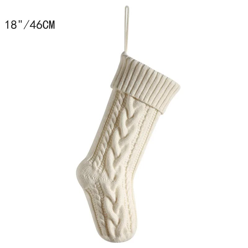 3 PCS White Knitted Christmas Gift Bag with Decorative Stocking & Color Block Cable Knit - Large Capacity Holiday Gift Bag