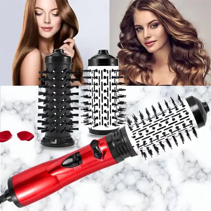 Red Automatic Large Wave Curling Iron | 2-in-1 Volumizing Hot Air Brush & Styling Comb