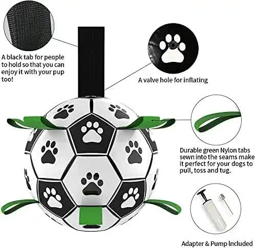 19*19cm Interactive Dog Toy Soccer Ball with Rope | Outdoor Fetch & Tug Play for Dogs | Training & Exercise Pet Toy