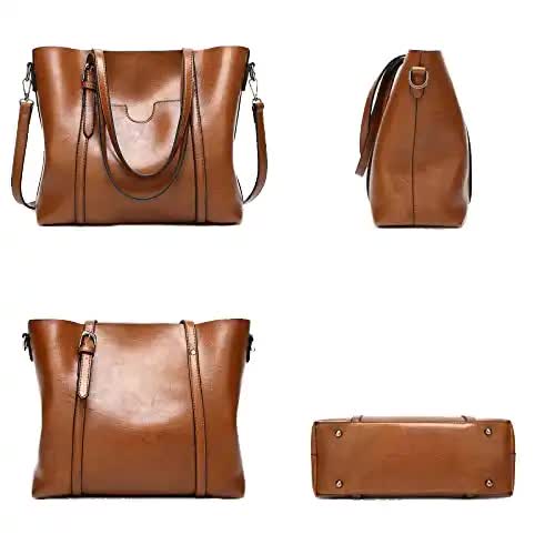 Dark Brown Fashionable Soft Leather Women's Handbag, Large Capacity Shoulder & Crossbody Tote, Casual Bucket Bag