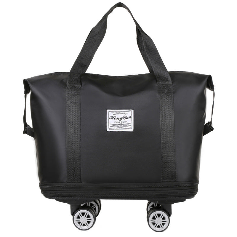 Black Large Capacity Travel Bag with Expandable Design, Waterproof & Wet-Dry Separation, 360Â° Spinner Wheels - Ideal for Students, Business, and Maternity