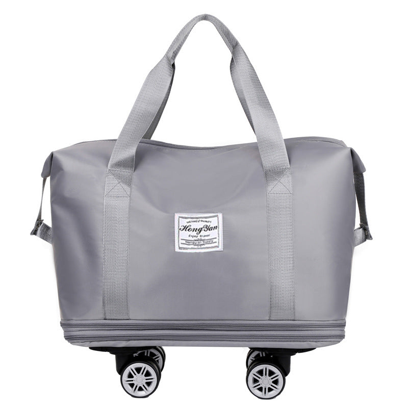 Grey Large Capacity Travel Bag with Expandable Design, Waterproof & Wet-Dry Separation, 360Â° Spinner Wheels - Ideal for Students, Business, and Maternity