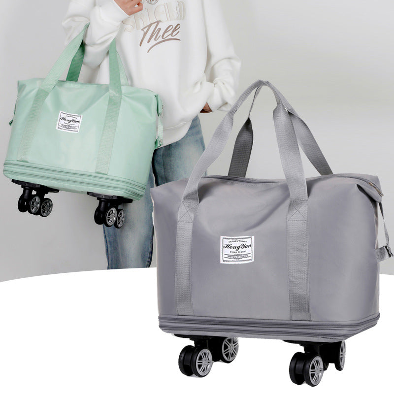 Grey Large Capacity Travel Bag with Expandable Design, Waterproof & Wet-Dry Separation, 360Â° Spinner Wheels - Ideal for Students, Business, and Maternity