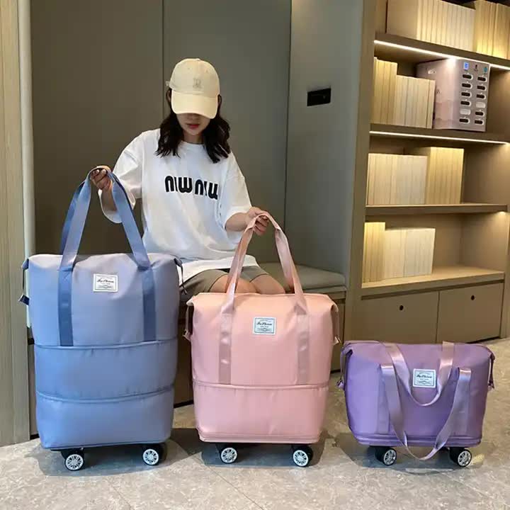 Grey Large Capacity Travel Bag with Expandable Design, Waterproof & Wet-Dry Separation, 360Â° Spinner Wheels - Ideal for Students, Business, and Maternity