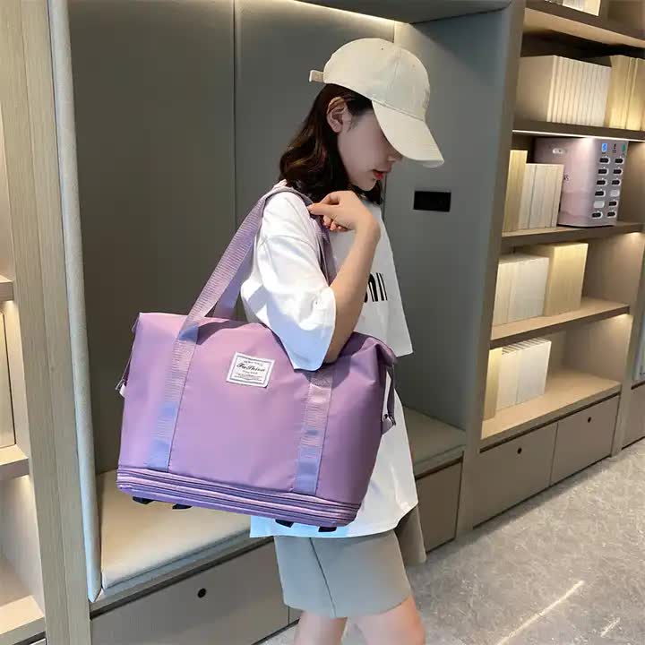 Light Purple Large Capacity Travel Bag with Expandable Design, Waterproof & Wet-Dry Separation, 360Â° Spinner Wheels - Ideal for Students, Business, and Maternity