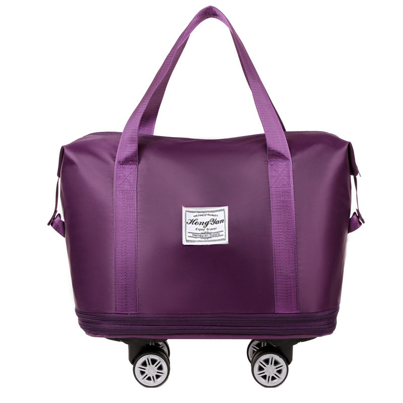 Dark Purple Large Capacity Travel Bag with Expandable Design, Waterproof & Wet-Dry Separation, 360Â° Spinner Wheels - Ideal for Students, Business, and Maternity