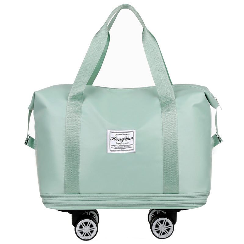 Light Green Large Capacity Travel Bag with Expandable Design, Waterproof & Wet-Dry Separation, 360Â° Spinner Wheels - Ideal for Students, Business, and Maternity