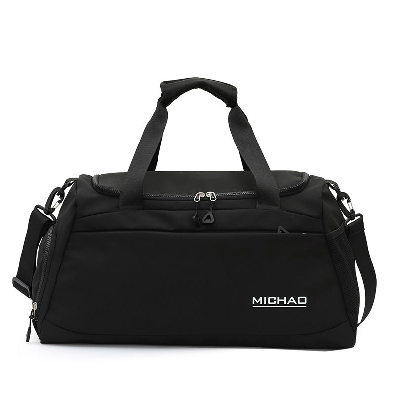 Black Large Capacity Gym Bag with Wet and Dry Separation  Multifunctional Travel, Sports, and Swimming Bag for Men and Women