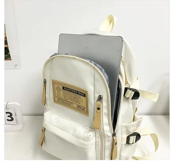Khaki Stylish and Simple Backpack for High School and College Students  Trendy Womenâ€™s Casual Backpack for Travel and Daily Use