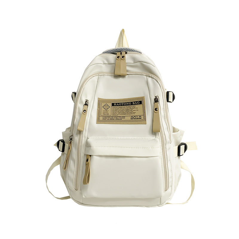White Stylish and Simple Backpack for High School and College Students  Trendy Womenâ€™s Casual Backpack for Travel and Daily Use
