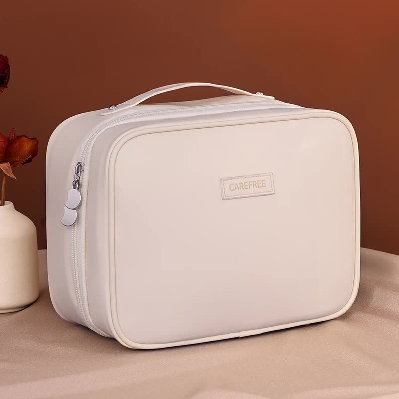 White 5-in-1 Multi-Function PU Makeup Organizer  Large Capacity Cosmetic Storage Bag with Dividers, Portable and Premium Quality