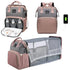 Grey Portable Mommy Bag with Baby Crib  Multi-Function Baby Diaper Backpack, Lightweight and Large Capacity for Moms