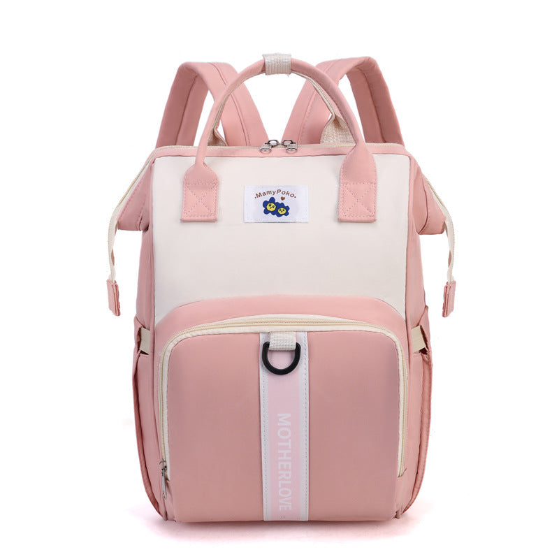 Pink New Large Capacity Mommy Bag â€“ Portable and Lightweight Multi-Function Diaper Backpack, Stylish Baby and Mom Storage Bag