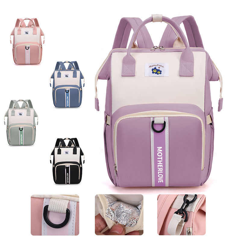 Green New Large Capacity Mommy Bag  Portable and Lightweight Multi-Function Diaper Backpack, Stylish Baby and Mom Storage Bag