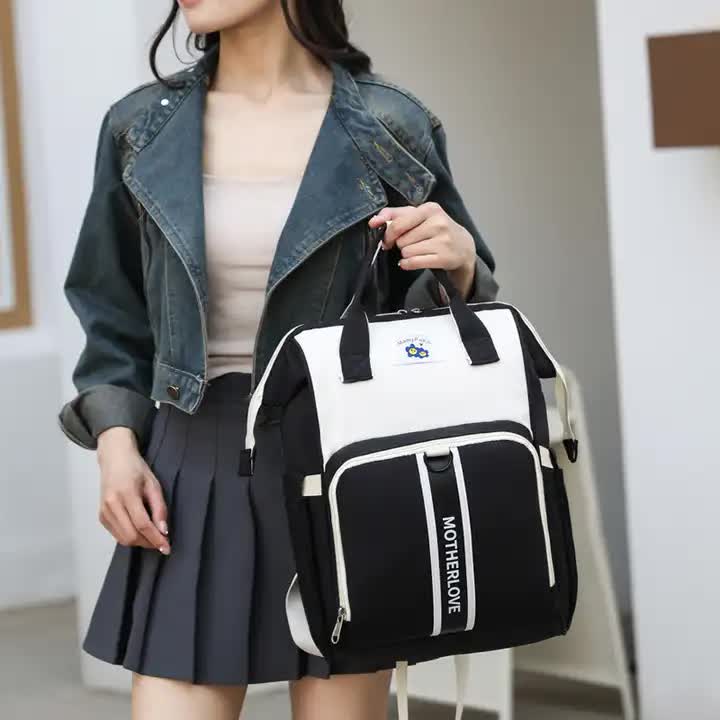 Green New Large Capacity Mommy Bag  Portable and Lightweight Multi-Function Diaper Backpack, Stylish Baby and Mom Storage Bag