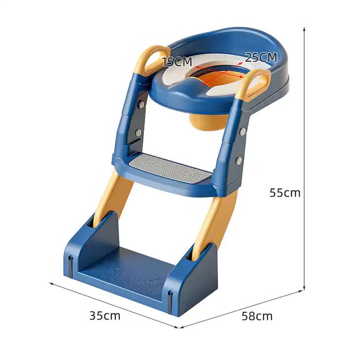 Grey Children's Toilet Trainer Seat  Foldable Potty Ladder with Color Box, Easy-to-Use Toilet Seat for Kids