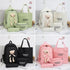 Pink Cute Little Bear Girls' Backpack Set  Korean Style Large Capacity School Bag for High School & Middle School Students, 4-Piece Set
