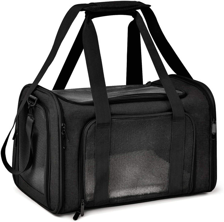 S Black Portable Foldable Pet Carrier Bag  Large Capacity Travel Carrier for 2 Small Pets, Comfortable and Stylish Cat Backpack, Foldable & Easy to Carry