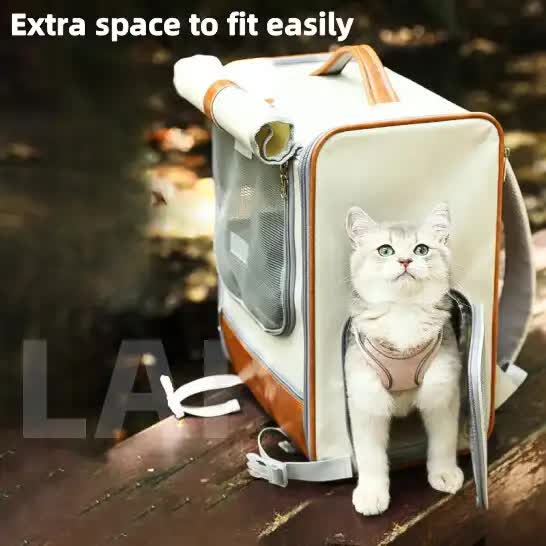 Grey Large Capacity Breathable Foldable Pet Trolley  Travel Cat Carrier with Wheels, Portable, Spacious, and Convenient for Two Cats