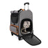 Grey Large Capacity Breathable Foldable Pet Trolley  Travel Cat Carrier with Wheels, Portable, Spacious, and Convenient for Two Cats