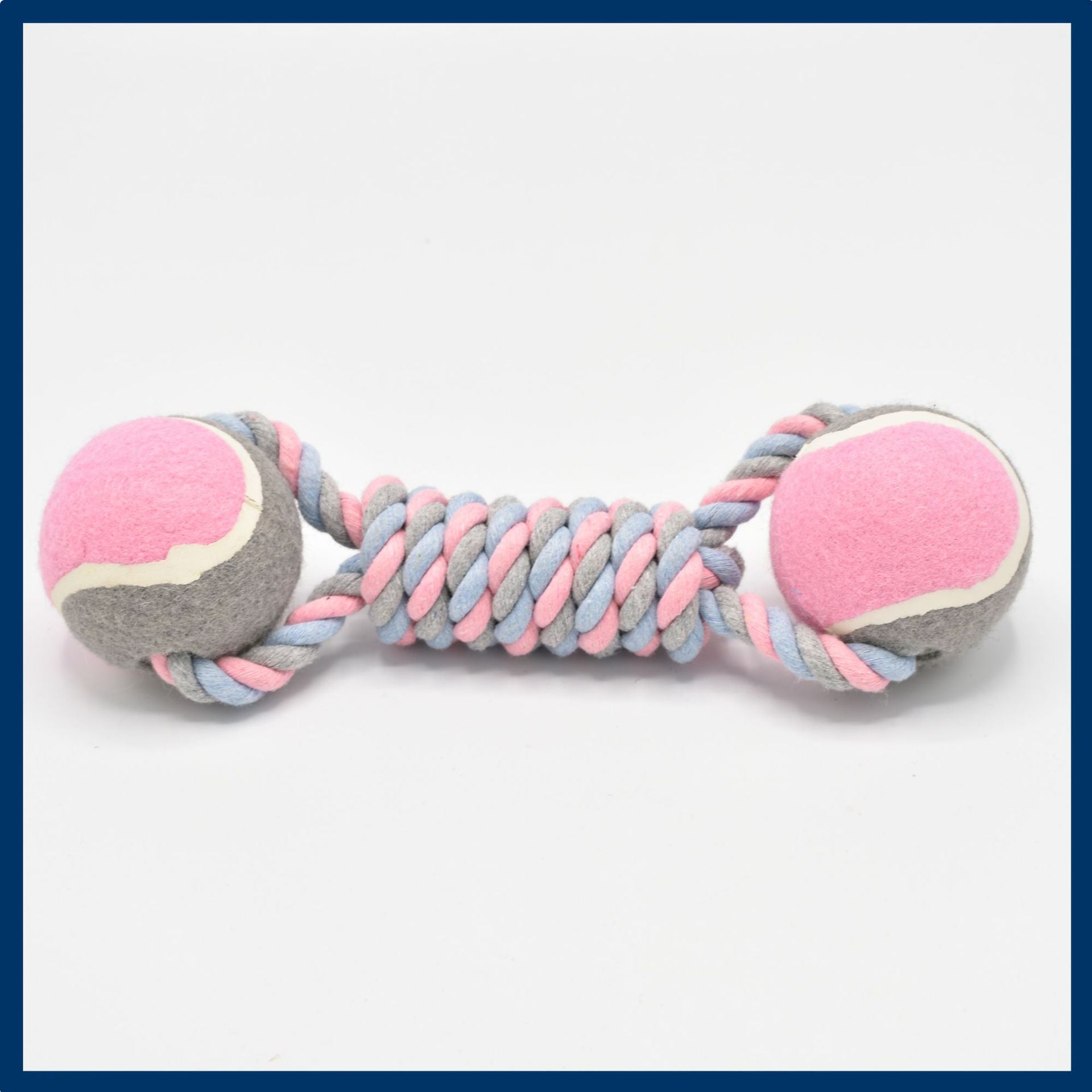 2 PCS Pink Durable Cotton Rope and Tennis Ball Dog Tug Toy Set for All Size Dogs