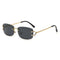 Black Stylish Frameless Diamond-Cut Sunglasses with Metallic Temples â€“ Trendy Line-Design Fashion Eyewear