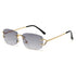 Light Gray Stylish Frameless Diamond-Cut Sunglasses with Metallic Temples - Trendy Line-Design Fashion Eyewear