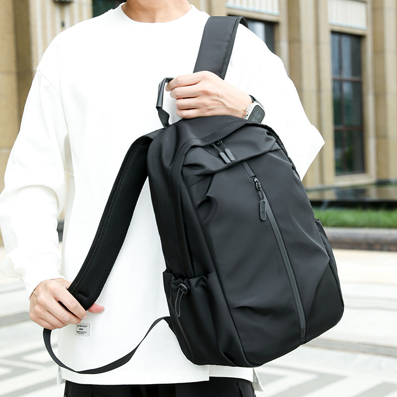 Black Casual Korean Style Backpack  Versatile Laptop Bag for Students, Business, and Travel  Fashionable and Practical