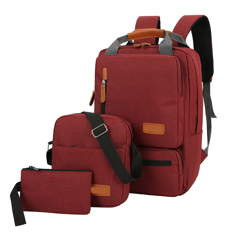 Red 3-Piece Backpack Set  Menâ€™s & Womenâ€™s Student Travel Backpack, Casual Backpack, Laptop Bag, Notebook Bag, Computer Bag