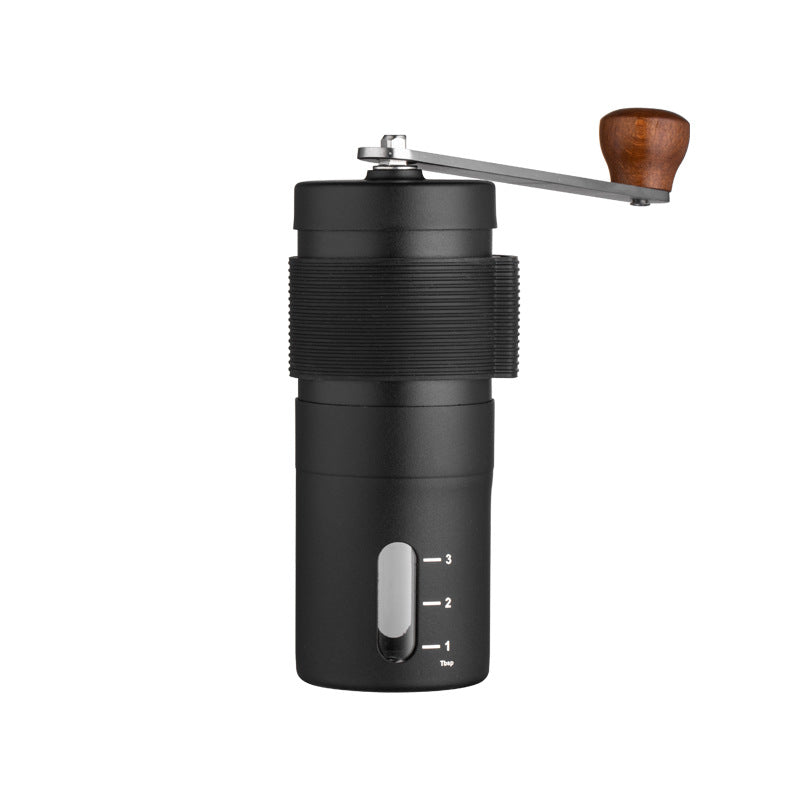 Black Portable Stainless Steel Coffee Grinder - Manual Hand-Cranked Coffee Mill, Heavy-Duty Burr Grinder for Fresh Coffee Beans