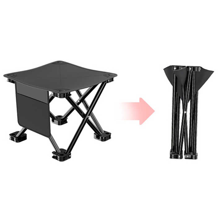 33*32cm Black Outdoor Folding Stool - Lightweight Portable Picnic Chair, Fishing Chair, Camping Seat, and Collapsible Bench for Outdoor Activities