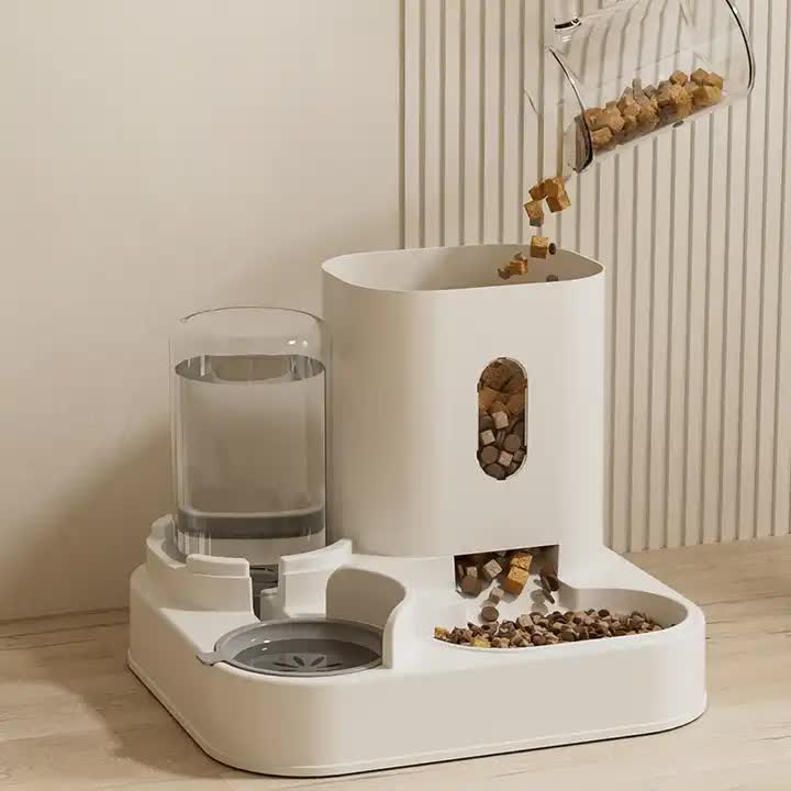 Grey Automatic Pet Feeder and Water Dispenser - Smart Dog Bowl & Cat Feeder, Universal Pet Feeding Station, Electric Pet Water Fountain